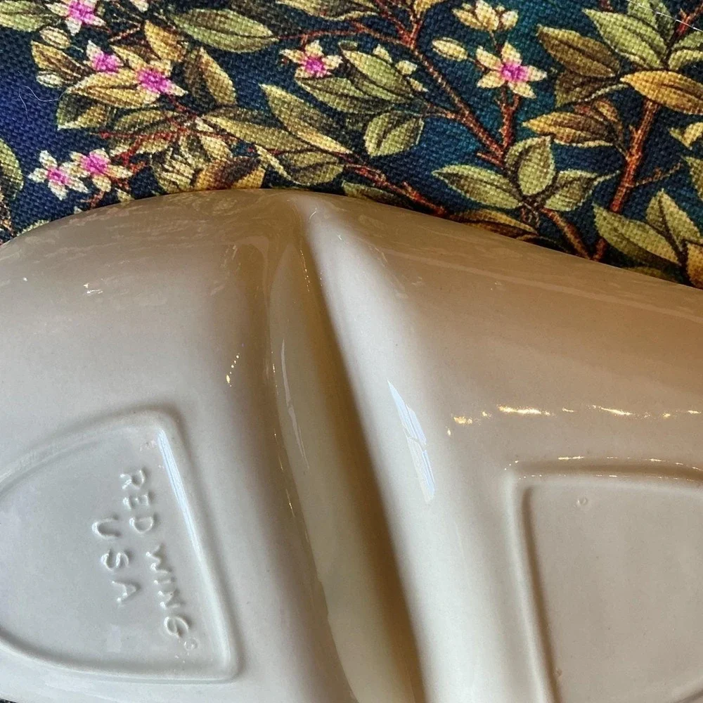 Vintage Red Wing USA Pottery Capistrano Swallow Birds Divided Serving Dish 14